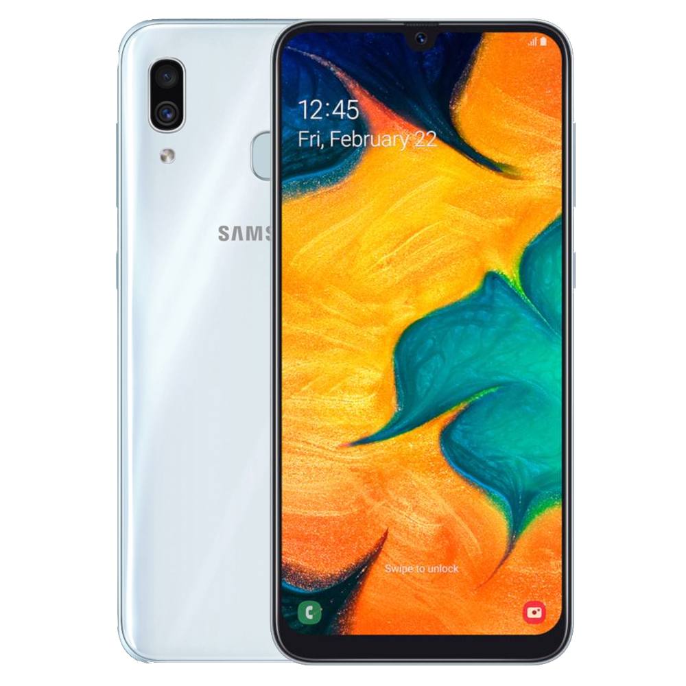 Смартфон Samsung SM-A305F Galaxy A30 2019 32Gb White, 6.4" (2340х1080) S_AMOLED, 3/32Gb, 8х1,8ГГц, A9.0, 16+5Mp/16Mp, 4000мАч (SM-A305FZWUSER) Смартфон Samsung SM-A305F Galaxy A30 2019 32Gb White, 6.4" (2340х1080) S_AMOLED, 3/32Gb, 8х1,8ГГц, A9.0, 16+5Mp/16Mp, 4000мАч (SM-A305FZWUSER)